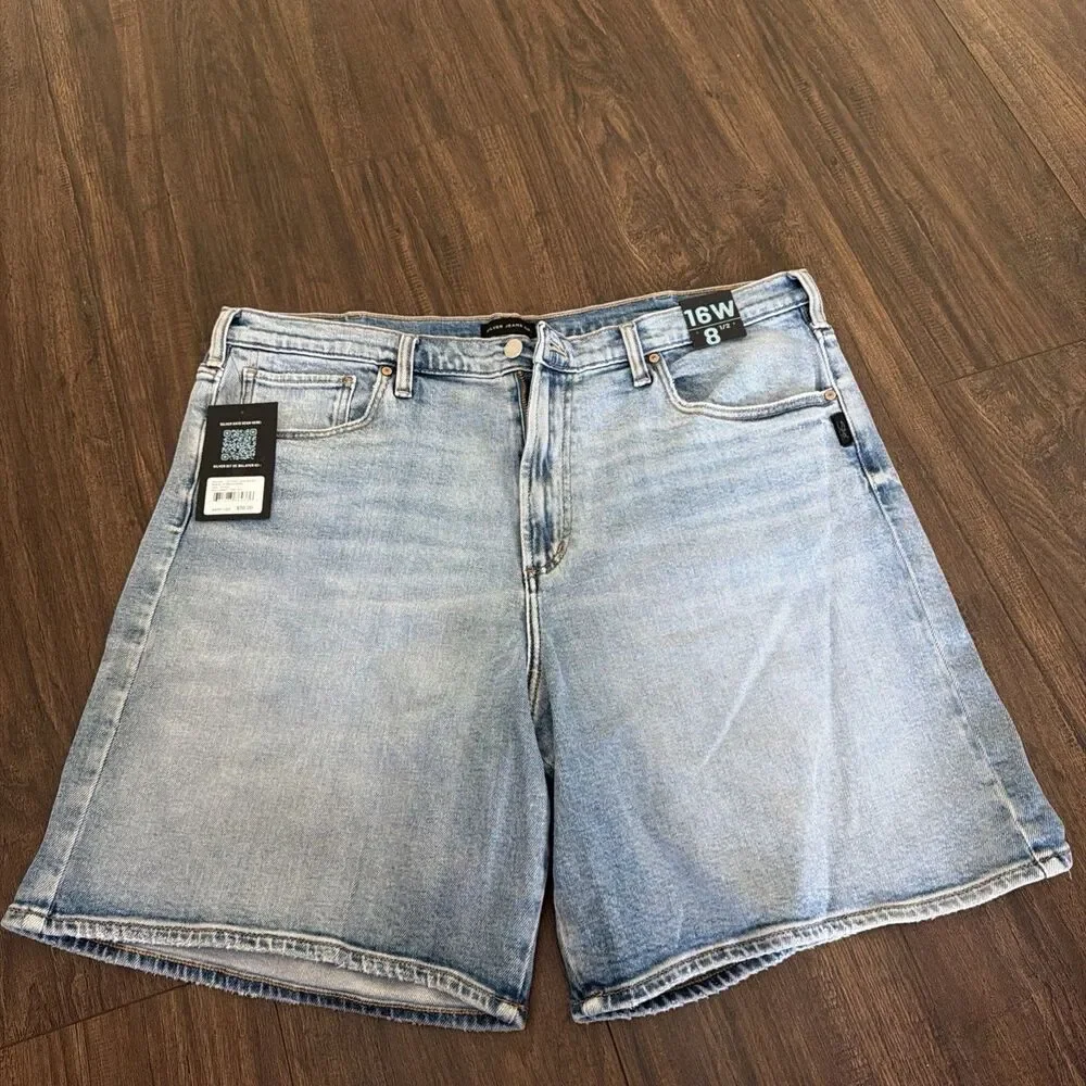 Silver Jeans Co. Women's Plus Size High Rise Vintage Long Shorts Indigo Blue 16W
